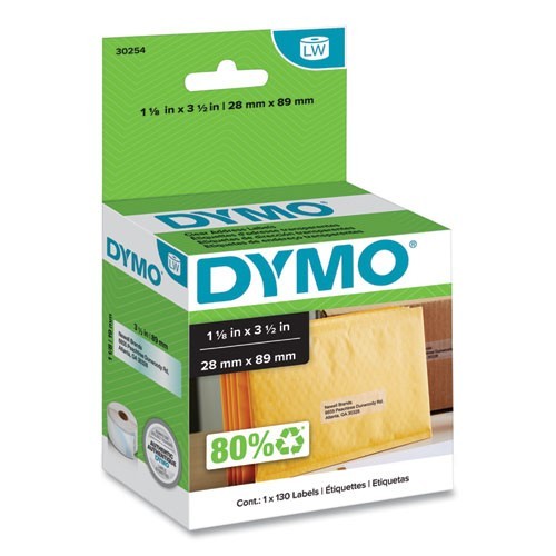 DYMO LabelWriter Address Labels, 1.12×3.5″, Clear, 130 Labels/Roll, 5 Rolls/Pack
