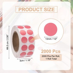 2000 Pcs Colored Dots Stickers, 1/2″ Adhesive Round Polka Coding Label, Pink
