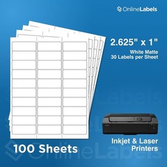 2.625″ x 1″ Address & Mailing Labels – Permanent Adhesive, White Matte – for …