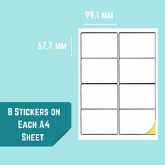 A4 Self Adhesive Address Labels, 8 per Sheet, 100 Sheets, 99.1X 67.7Mm, 800 Labe