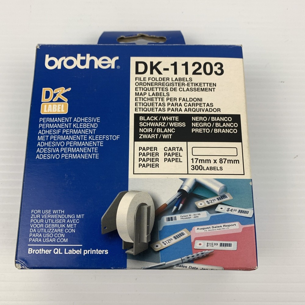 Genuine Brother DK-11203 Black On White Label Roll 17mm X 87mm New