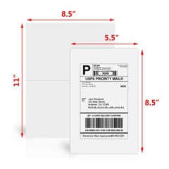 1000 Premium 8.5″ X 5.5″ Half Sheet Self Adhesive Shipping Labels 2 Per Sheet