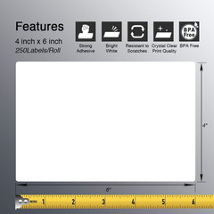 BETCKEY – 4″ x 6″ (102 mm x 152 mm) Shipping Labels Compatible with Zebra & Roll