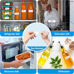 1000 Removable Food Labels, Water/Oil/Tear Resistant Blank Stickers