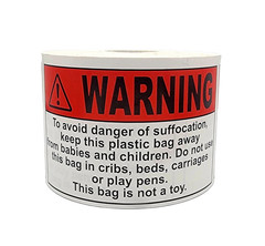3×5 WARNING Avoid Danger of Plastic Bag Labels Pallet Stickers 2 Rolls of 500 EA