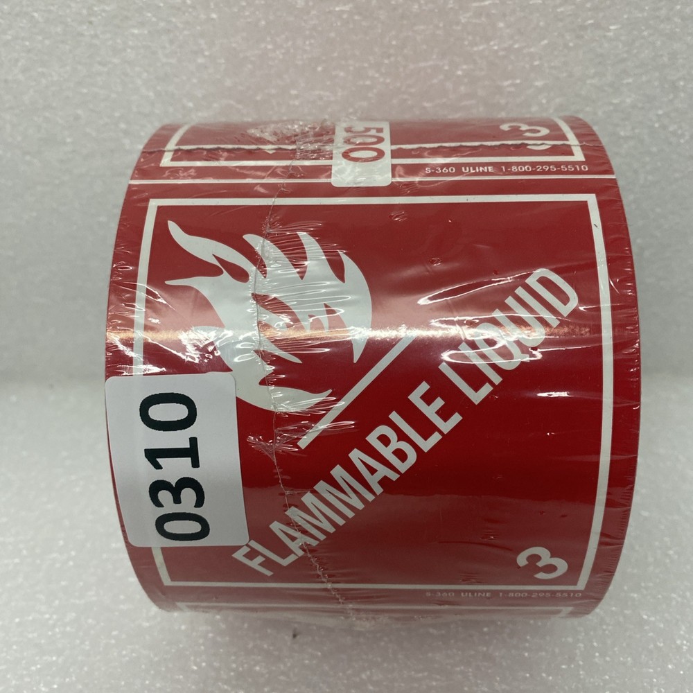ULINE S-360 FLAMMABLE LIQUID STICKER ROLL 4″x4″