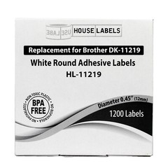 Non-OEM Fits BROTHER DK-1219 ROUND Labels 1/2″ – (6) Rolls of 1200 + (2) FRAMES
