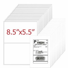 8.5″ X 5.5″ Rounded Corner Half Sheet Self Adhesive 200 Mailing Shipping Labels