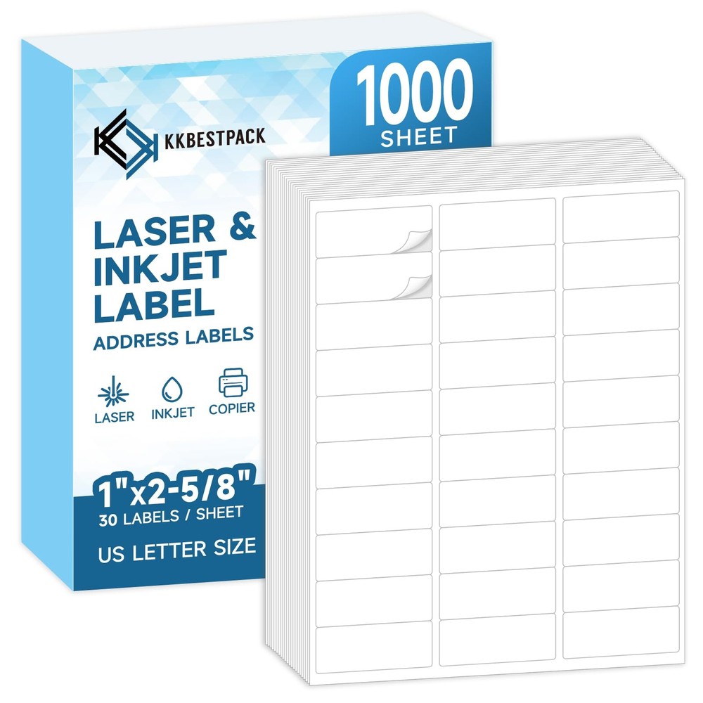 30 Up Address Labels – 1” x 2-5/8” -Adhesive Barcode FNSKU Stickers for Inkje…