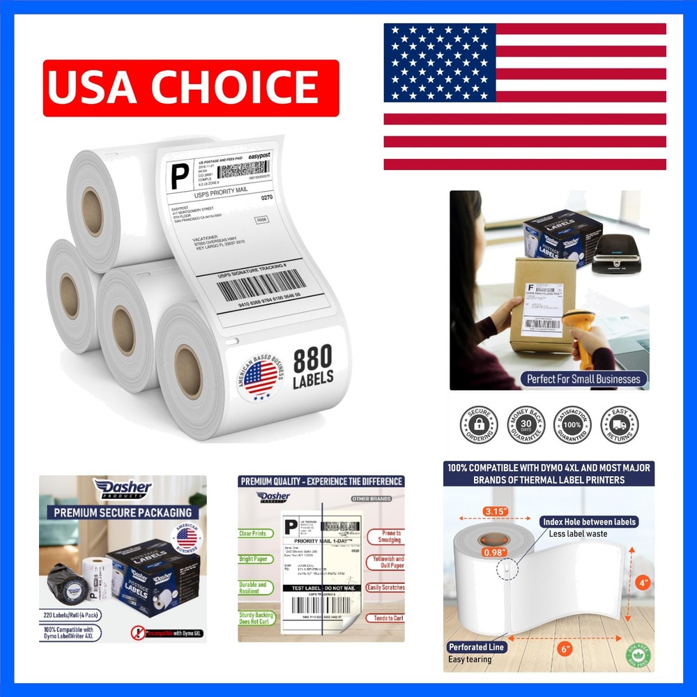 Thermal Shipping Labels Compatible with Dymo LabelWriter 4XL 1744907 4×6 Inte…