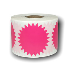 2″ Pink Starburst-Shape Blank Direct Thermal Zebra Labels 2 RLS of 500 EA
