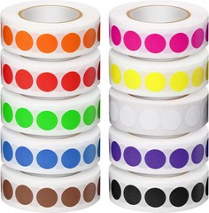 5000 Pieces 1/2 Inch round Color Coding Labels Roll Assorted Colored Dot Sticker