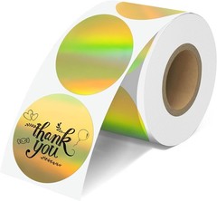 2” Holographic Gold Thermal Labels – 500pcs Round Thermal Printer Labels, Wa…