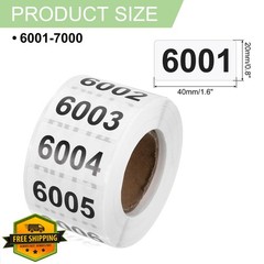 uxcell Consecutive Number Stickers, 6001-7000 Inventory Label Numbers Self Ad…