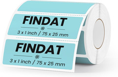 3×1 Inch Vinyl Thermal Labels Blue Rectangle Waterproof Direct Printer Stickers