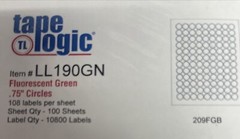 Fluorescent Circle Laser Labels, 3/4″, Fluorescent Green, 10800/Case SEALED BOX