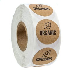 Organic Made Stickers / 1″ Inch Round Natural Kraft Organic Stickers/Organic …