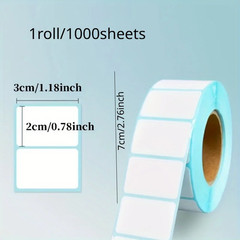 1Roll/1000Sheets of Universal Label Stickers Blank Self-Adhesive Handwritten Nam
