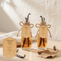 100 Pcs Kraft Homemade Vanilla Extract Stickers 2.2 * 1.5 Inch Vanilla Instru…