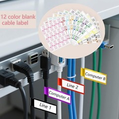 12 Sheet 360 Pcs Waterproof Cable Labels,Wire Label for Management,Color Border