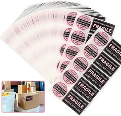 300 PCS Peel & Stick Adhesive Fragile Labels for Safe Shipping – Black Pink