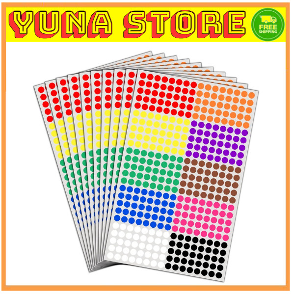 6000 Pack, 1/4 Small Colored Dot Stickers round Labels – 10 Colors