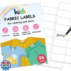 No-Iron Fabric Labels, Kids Clothing Labels Self-Stick Write-On, Name Labels