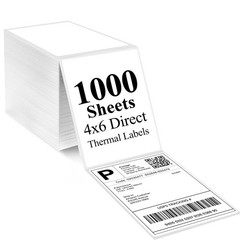 4×6 Direct Thermal Shipping Labels, 1000 Thermal Labels Fanfold with Perforat…