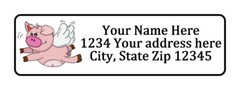 Pig Flying Personalized Return Address Labels 1/2 in by 1 3/4 in