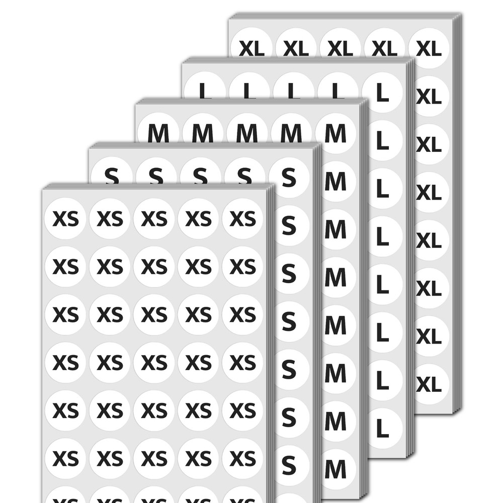 4000 PCS Size Stickers for Clothing XS-XL (3/4″) – Round Apparel Size Labels for