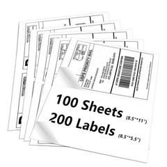 8.5″ x 5.5″ Half Sheet Self Adhesive Shipping Labels for Laser & Inkjet Print…