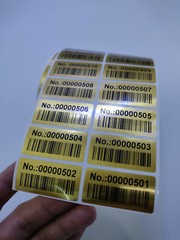 1000 Gold Color Consecutive Serial Numbers With Barcode Inventory Label Stickers
