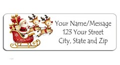 60 Personalized Return Address Labels 2/3″ x 1 3/4″- Santa’s Sleigh + Reindeer