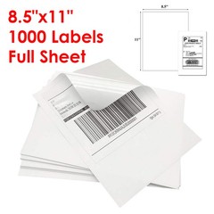 1000 8.5″X11″ Full Sheet Shipping Labels Self Adhesive for Laser Inkjet Printer