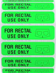 For Rectal Use Only Labels Stickers Fluorescent Green 500 Pcs Per Roll