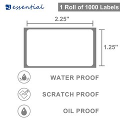 Direct Thermal Barcode Labels 2.25×1.25″ 1.18″ Core 12 Rolls of 1000