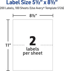 Avery Half-Sheet Printable Shipping Labels, 5.5″ x 8.5″ Customizable Stickers