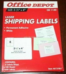 Office Depot Laser 400+ Shipping Address Labels 3 1/3 x 4″ 80 Adhesive Sheets