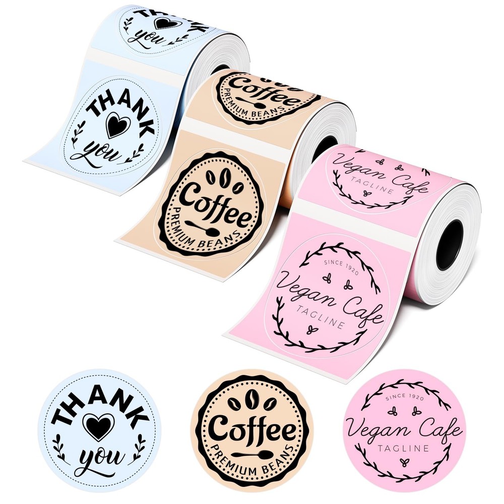 Phomemo Round Labels for M110/M220/M250/M120, 2 Inch (50mm) 3 Rolls with 3 Co…