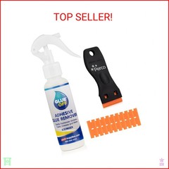 Perco Glue Off Adhesive Sticker Remover 3.3 fl. oz & Scraper with Plastic Razor