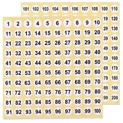 25 Sheets 1-200 Small Number Stickers Round Self-Adhesive Consecutive Stickers