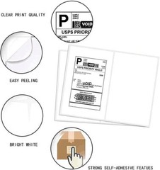 200 Shipping Mailing Labels 8.5″ x 5.5″ Half Sheet Rounded Corner 2 Per Sheet