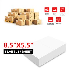 1100 Premium 8.5” X 5.5” Half Sheet Self Adhesive Shipping Labels Labels Blank