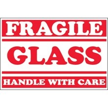 2 x 3″ – “Fragile – Glass – Handle With Care” Labels-500 per Roll