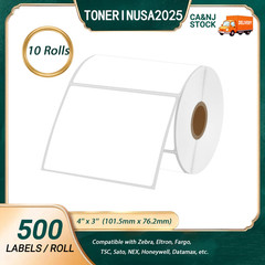 10Rolls 4″x3″ Thermal 500/R Labels 4X3 for NEX Thermal Transfer Printers