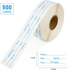 L LIKED 500 Stickers Use by 1 X 2 Inch Blue Dissolvable Food Labels | Writable o