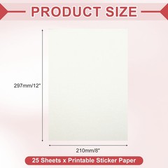 Printable Sticker Paper 25 Sheets 8″x12″ A4 Self Adhesive Bright White