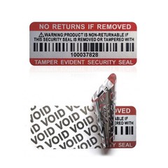 Tamper Evident Proof Barcode Stickers with Individual Serial Number Void Stic…