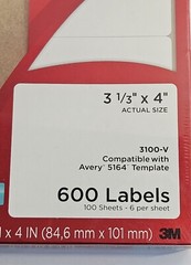 3M 3100-V White Shipping Labels 3-1/3″ x 4″ Laser (Pack of 600) BRAND NEW SEALED