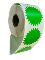 2″ Green Starburst Direct Thermal Zebra Labels 1″ Core 4 Rolls 2000 Total